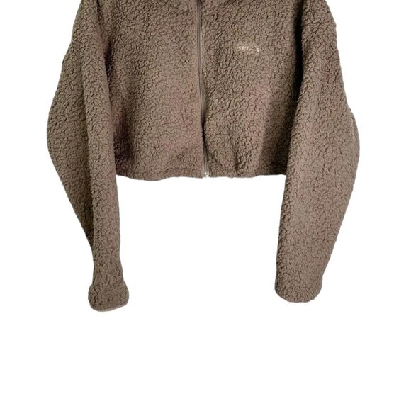SKIMS 3X Teddy High Pile Fleece Crop Zip Jacket in Desert NWT MSRP $88 - Picture 5 of 6